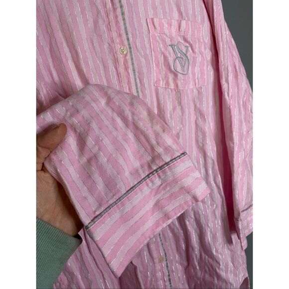 Victoria’s Secret Pink White Stripe Long Sleeve Nightgown Sleep Shirt XS - Picture 3 of 7
